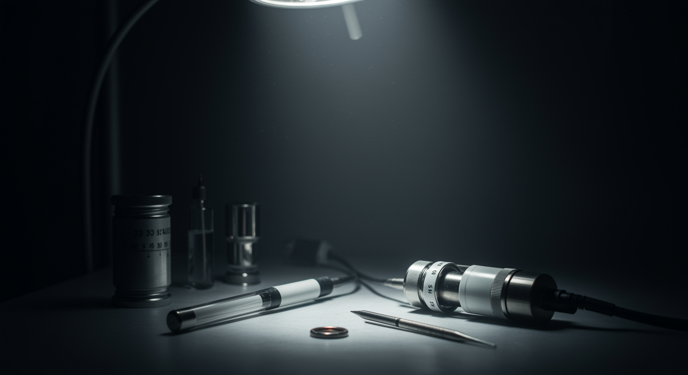 Medical equipment on clean surface with soft lighting