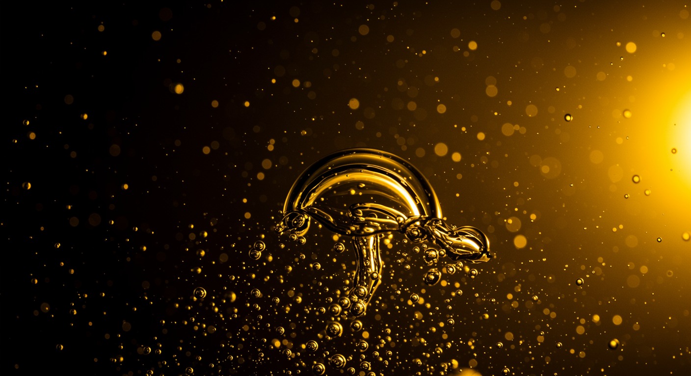 Oxygen bubbles rising through warm golden light