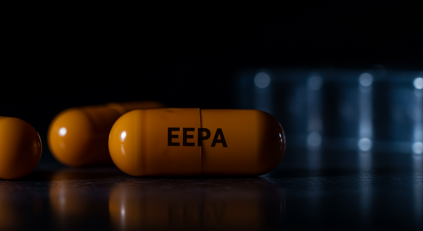 EPA supplement capsule with scientific lighting