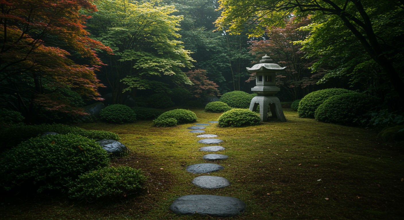 Zen garden with natural light