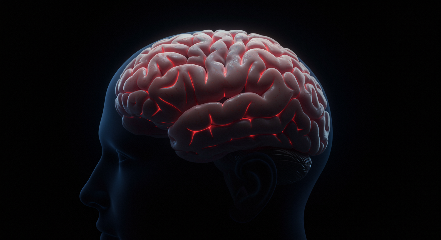 Human brain with highlighted neural pathways and soft lighting