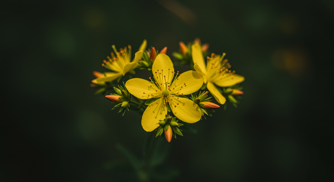 St. John's Wort flower with natural sunlight