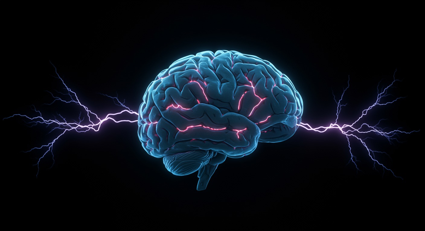 Brain synapses with electrical activity and natural lighting