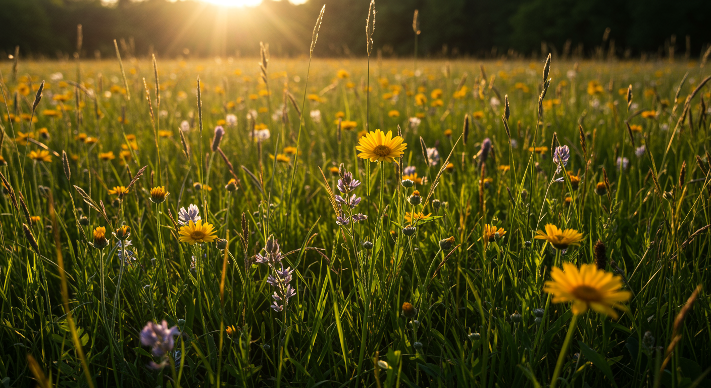 Sunny meadow with wildflowers
