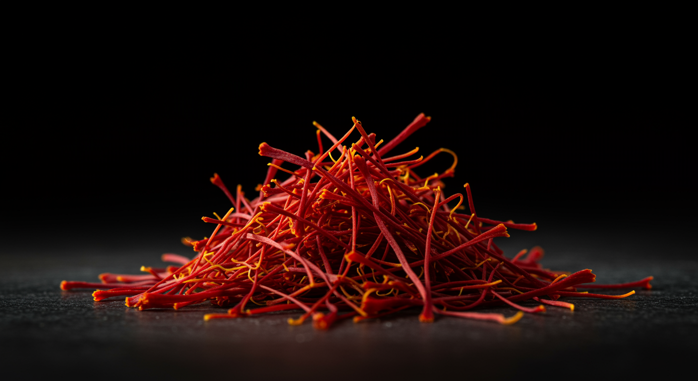 Saffron threads with soft lighting