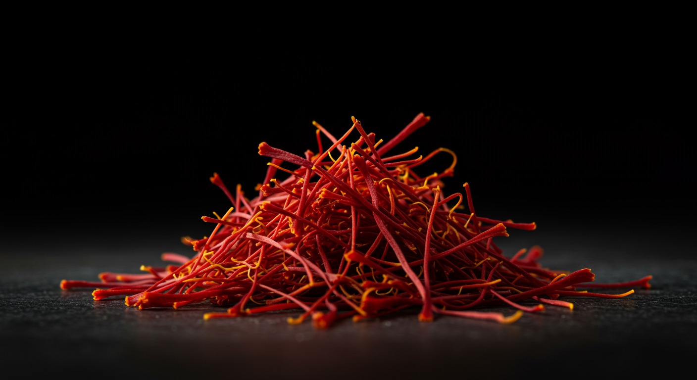 Saffron threads with soft lighting
