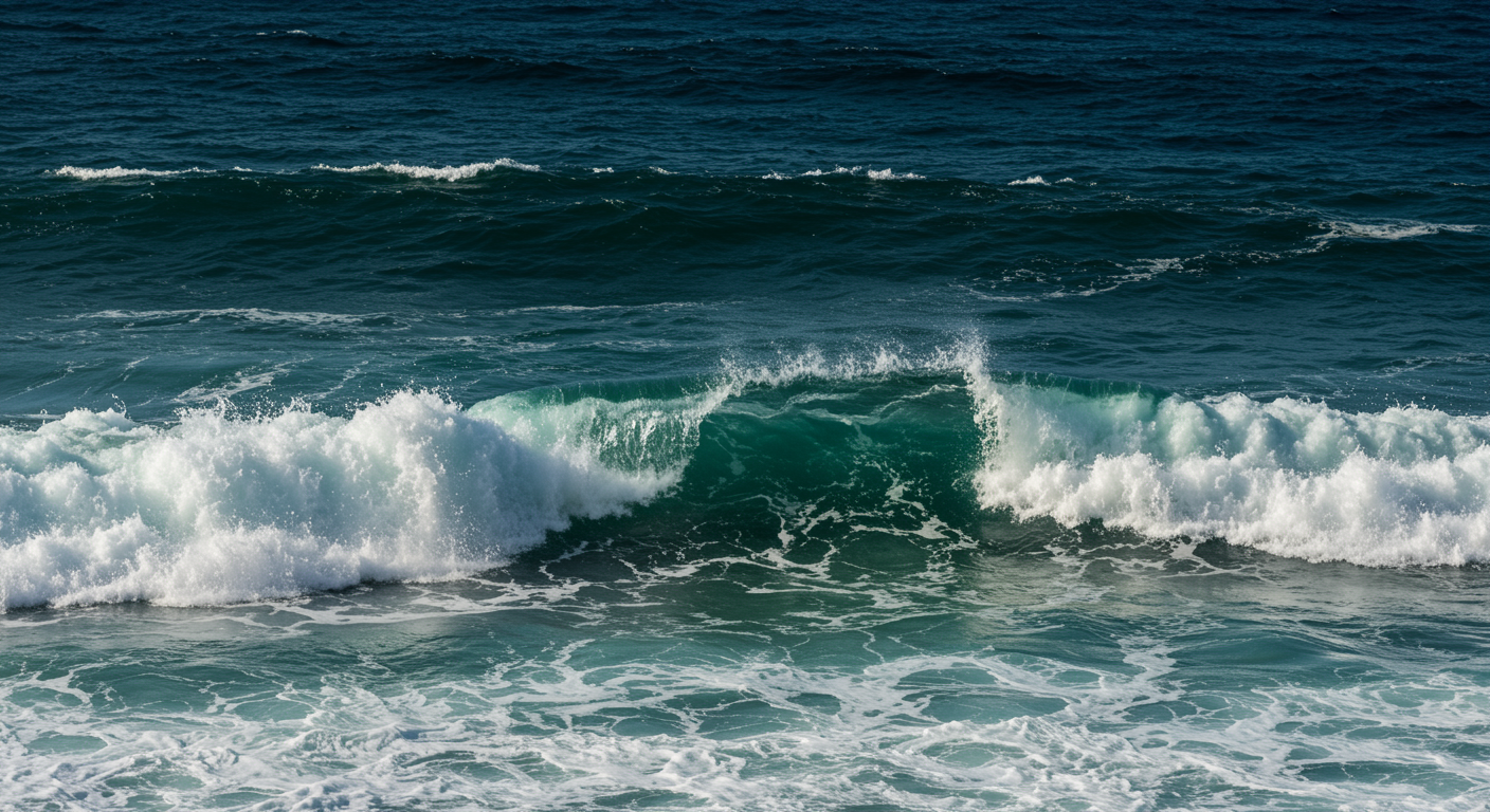 Ocean waves on a bright sunny day