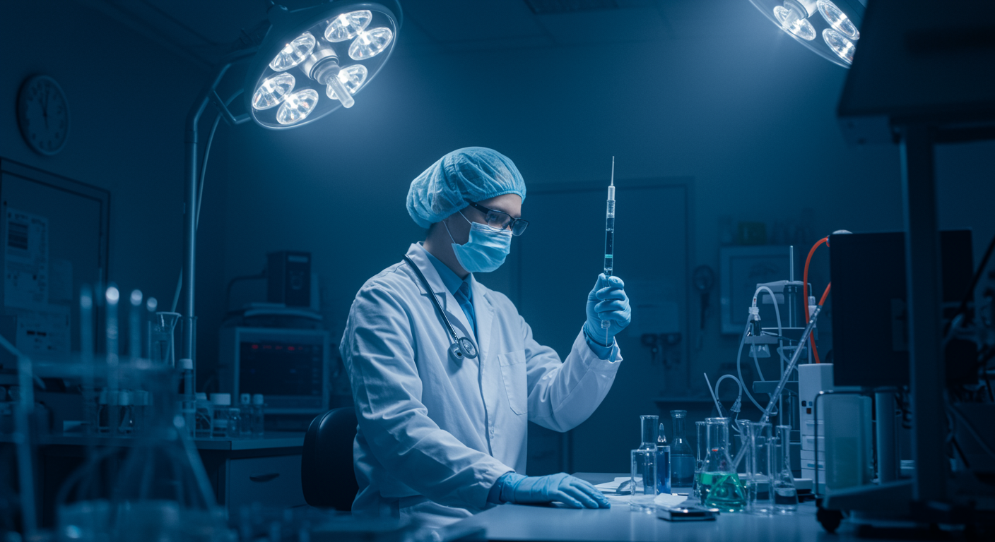 Medical research laboratory with soft lighting