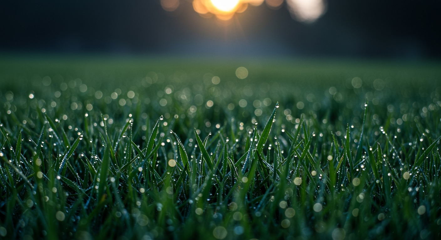 Morning dew on green grass