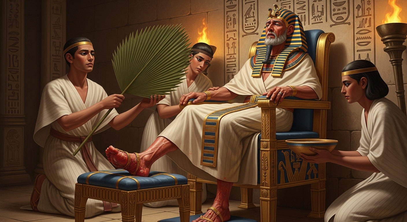 Historical illustration of gout in the foot