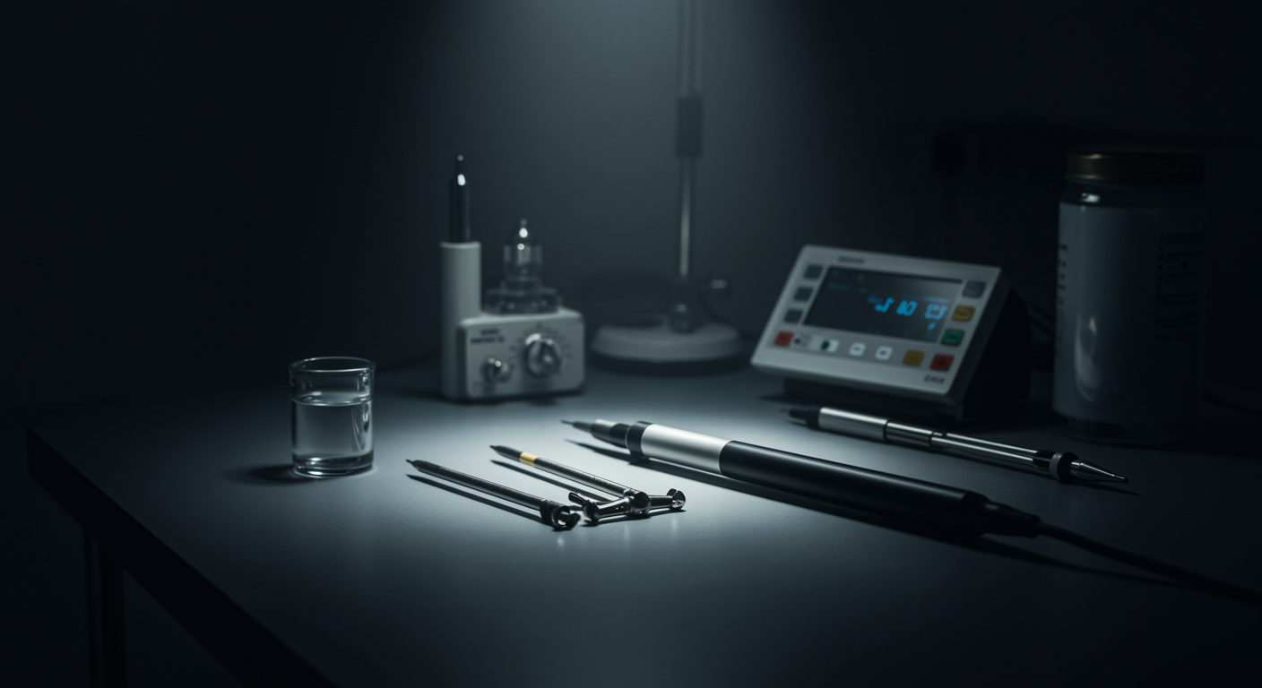 Medical equipment on clean surface with soft lighting