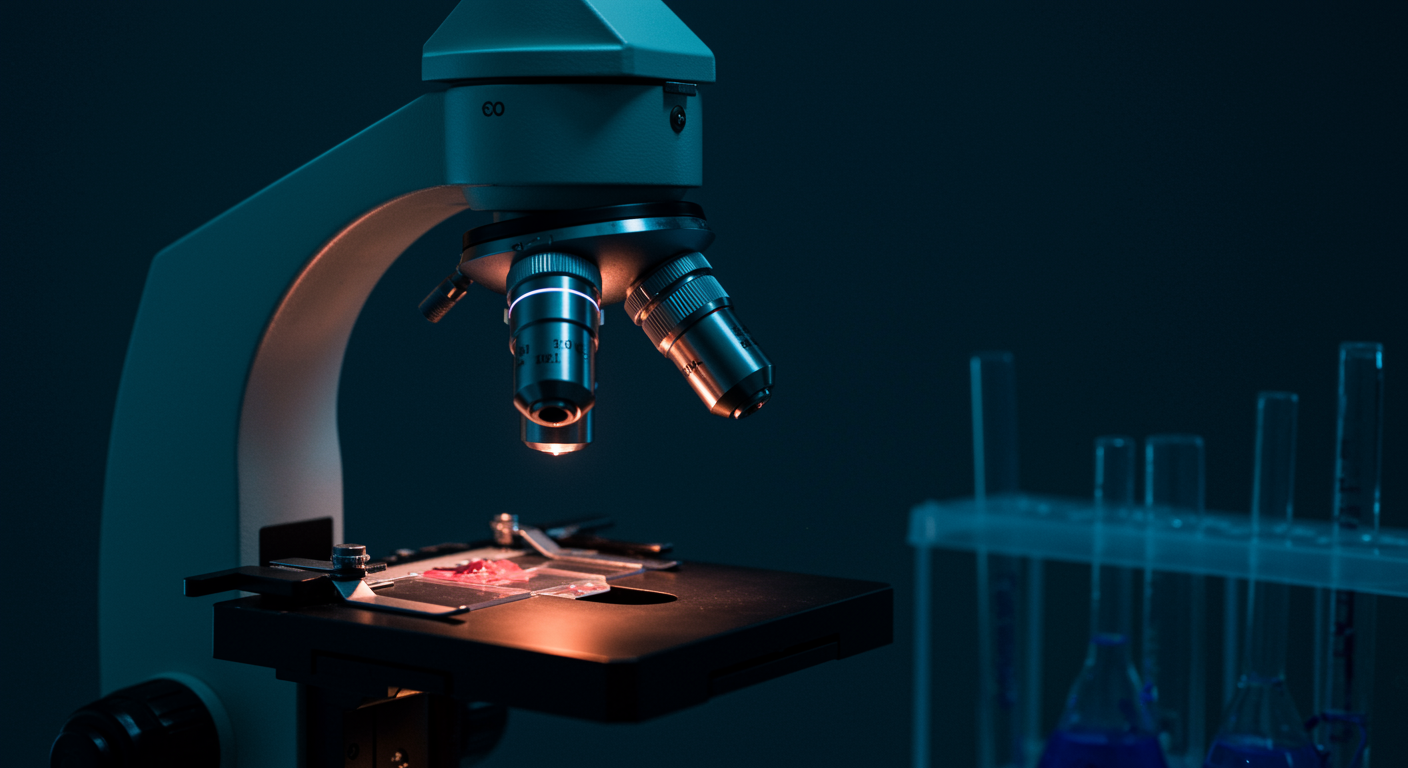 Laboratory microscope with biological tissue samples