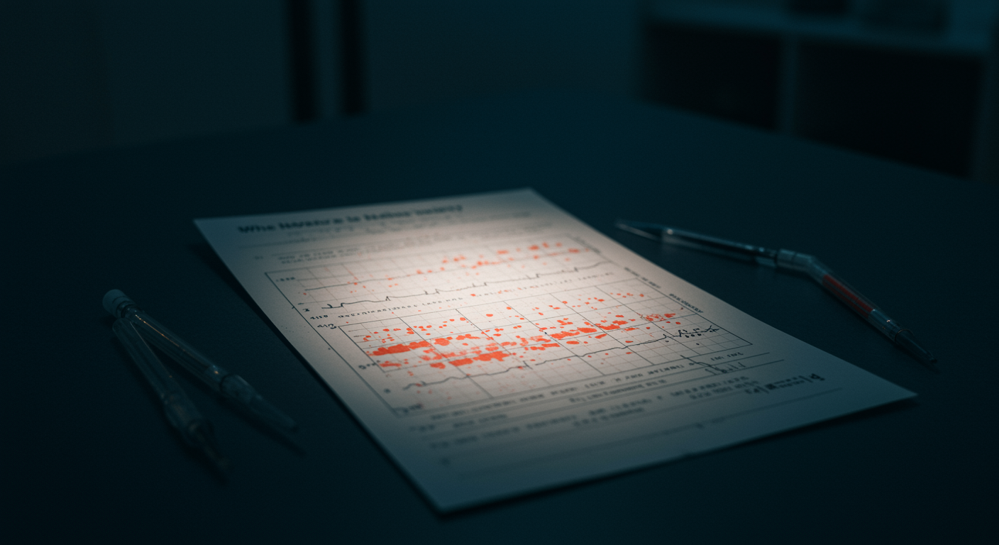Single medical chart showing inflammatory markers on clean hospital surface with soft clinical lighting