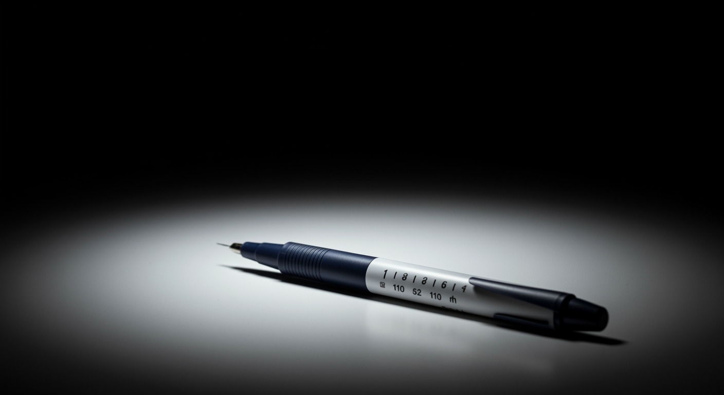 Modern insulin pen on clean white surface, soft studio lighting, no text, minimalist composition