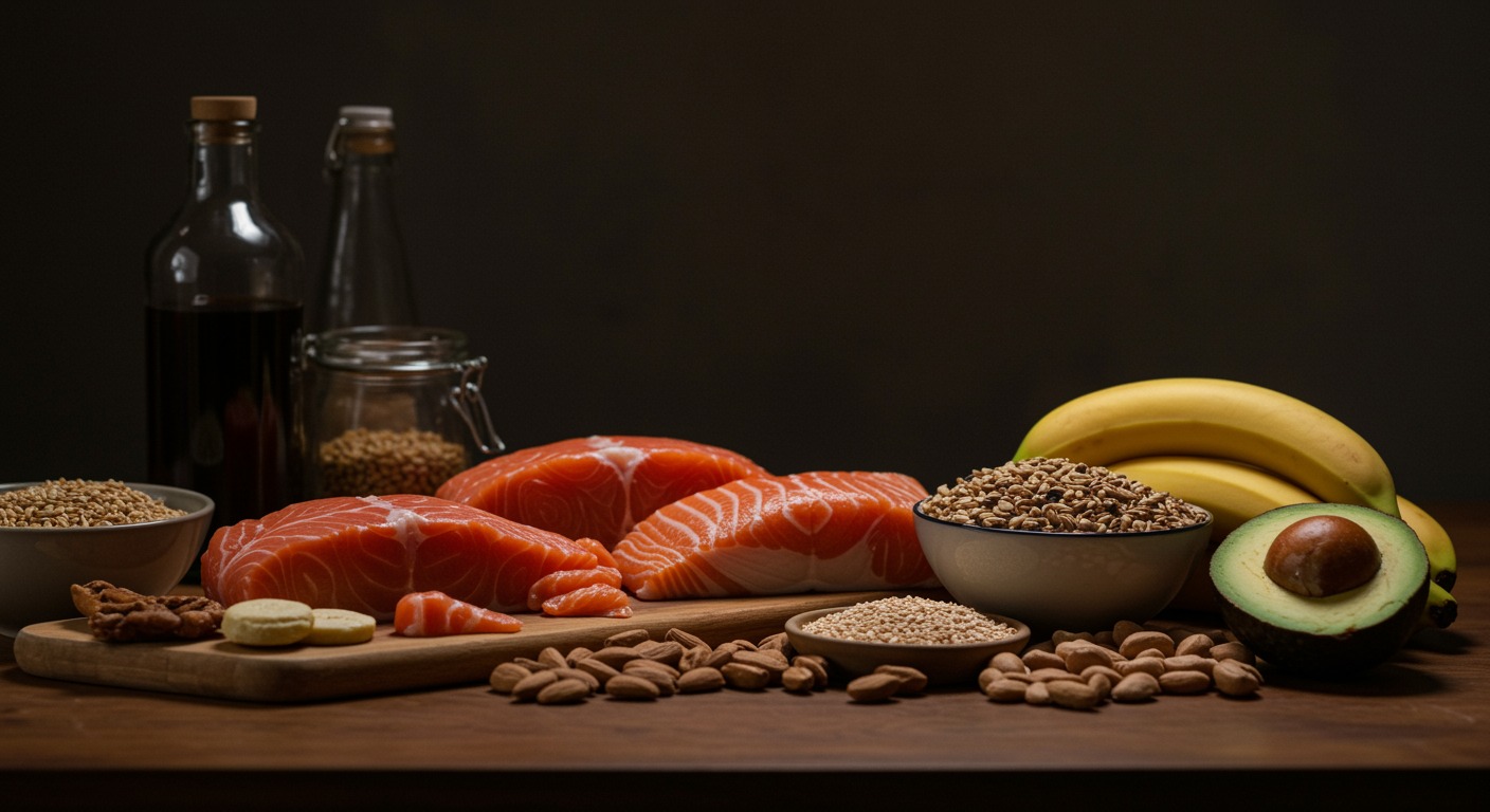 Protein-rich foods on warm kitchen counter