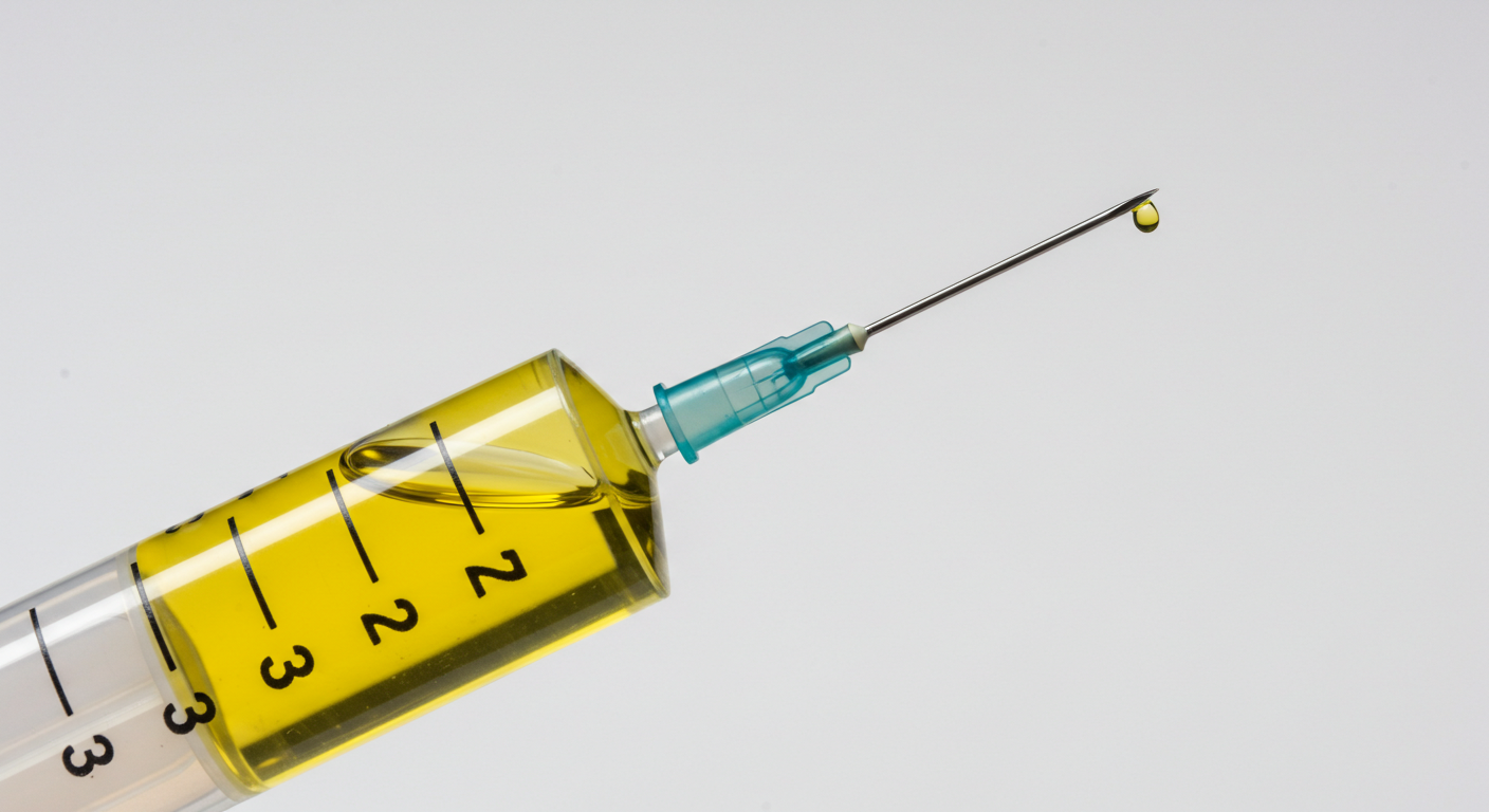 a syringe of vegetable oil