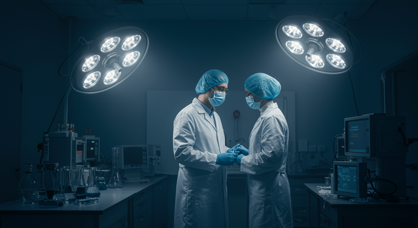 Medical research laboratory with soft lighting