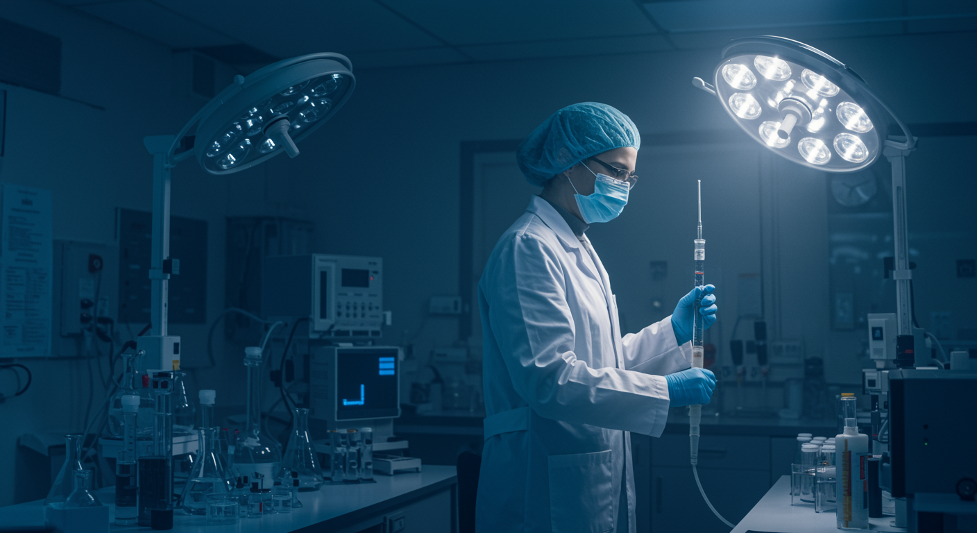 Medical research laboratory with soft lighting