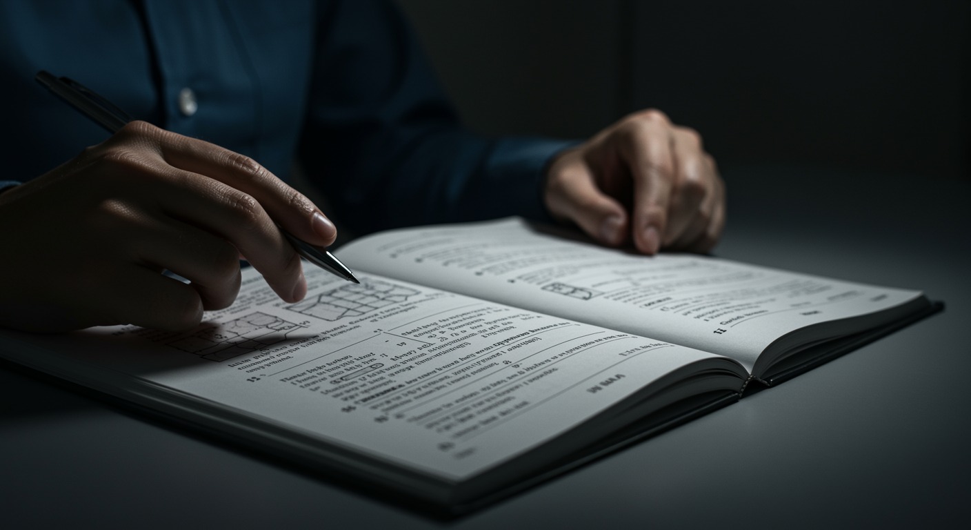 Medical textbook page showing depression diagnostic criteria and treatment algorithms on clinical desk with professional lighting