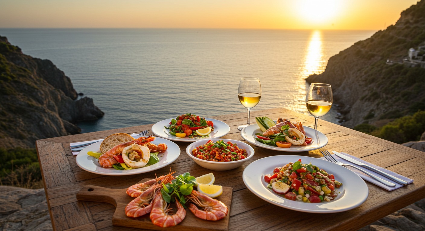 A heart-healthy Mediterranean meal rich in olive oil, fish, and vegetables.