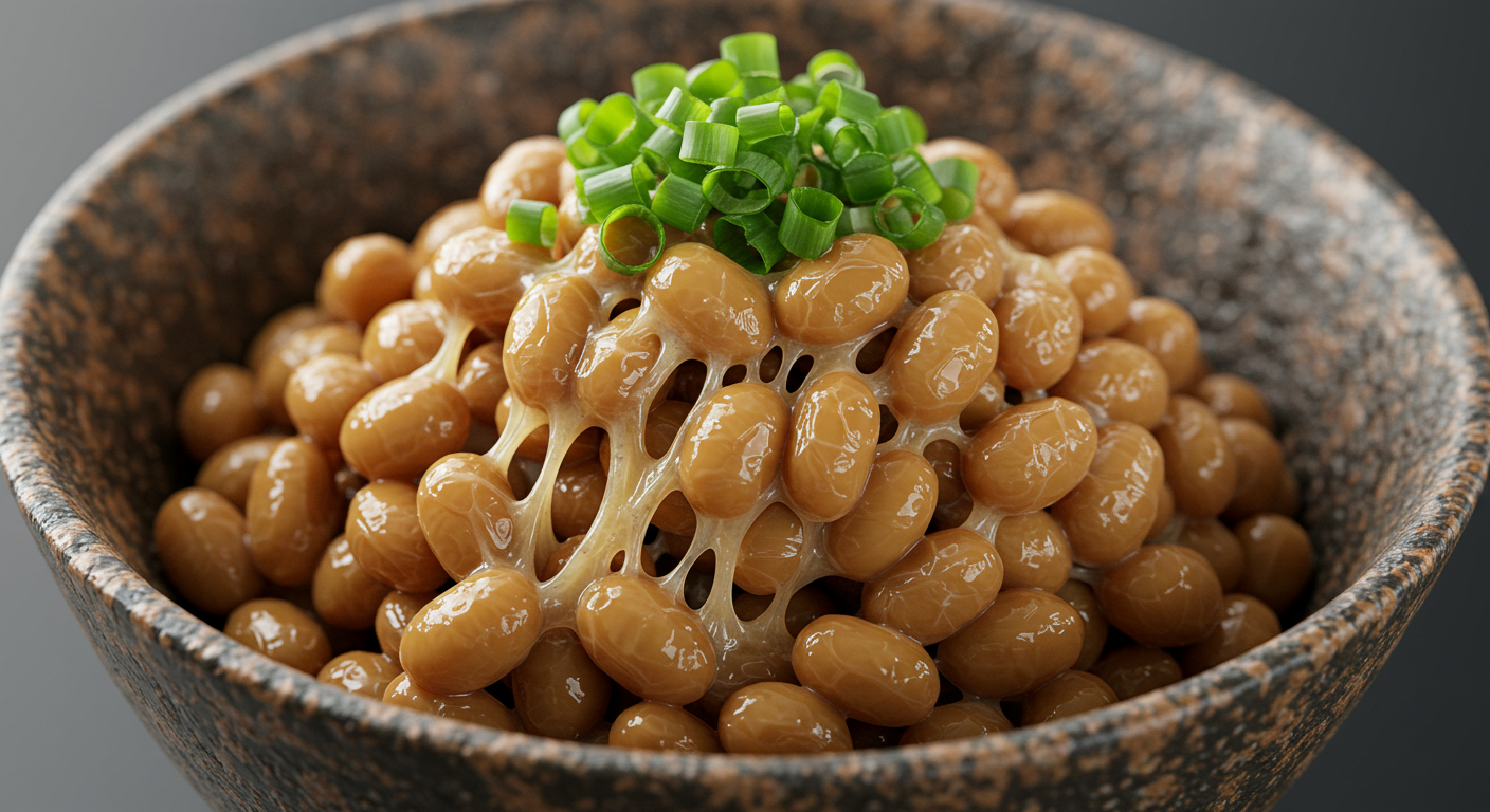 Traditional natto dish, a fermented soybean rich in vitamin K2