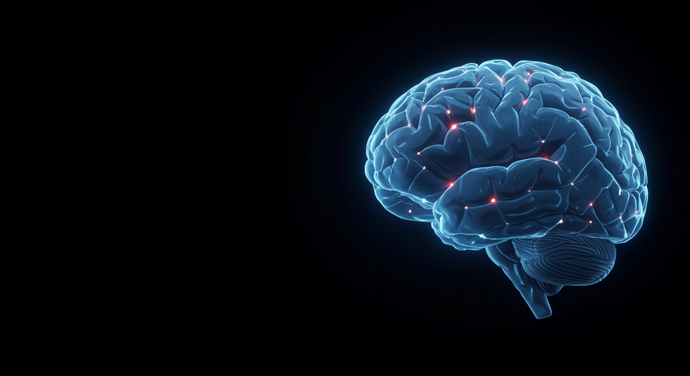 Two brain hemispheres with interconnected neural networks and gentle lighting