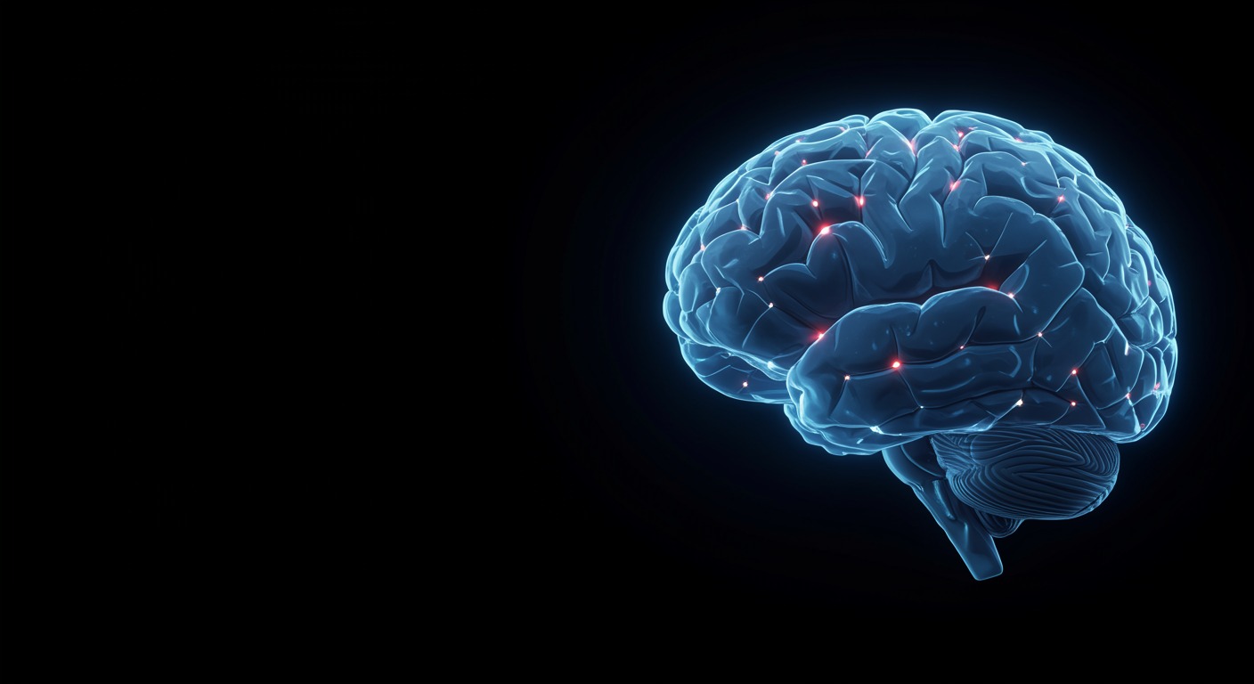 Two brain hemispheres with interconnected neural networks and gentle lighting