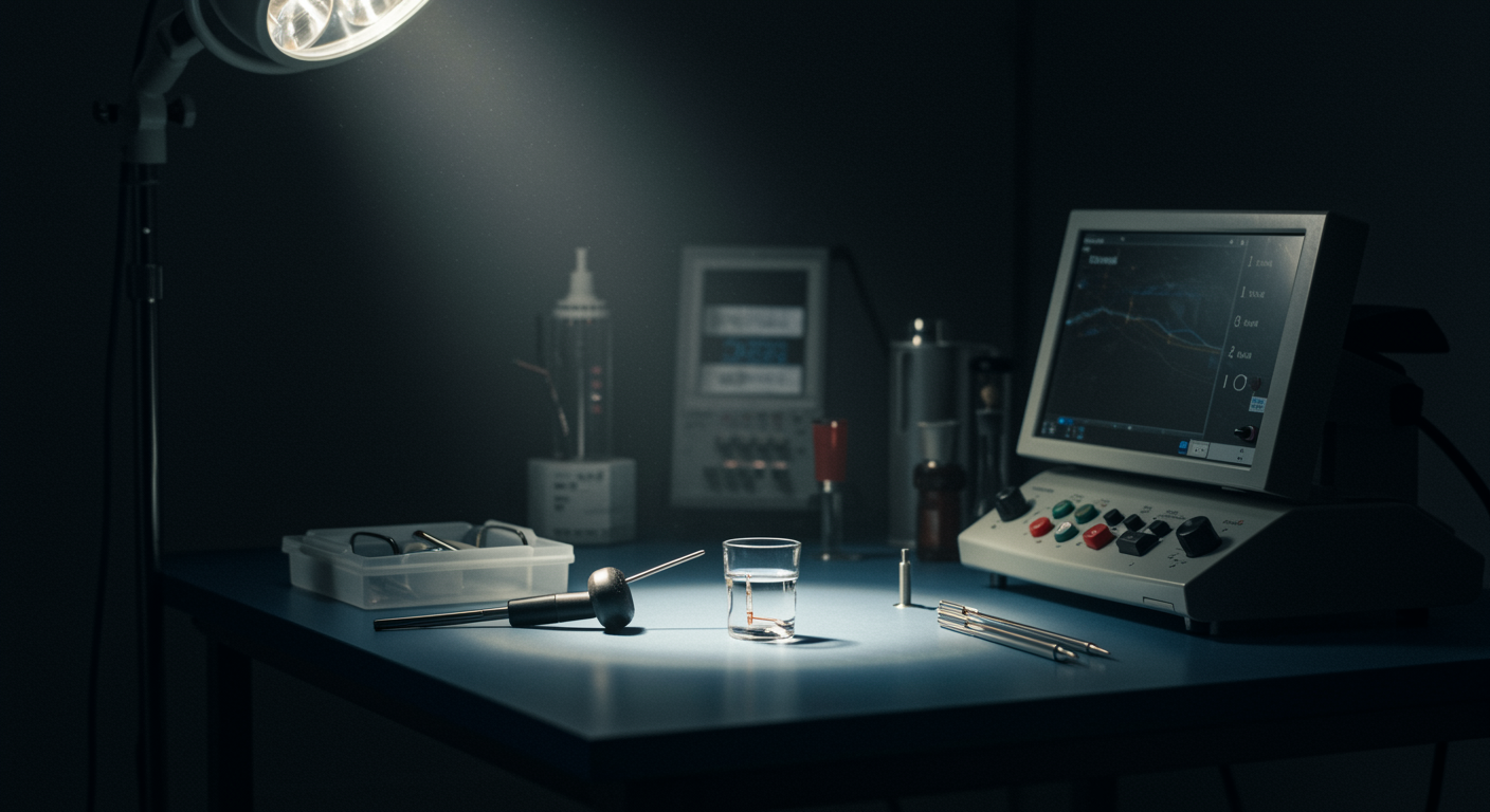 Medical equipment on clean surface with soft lighting