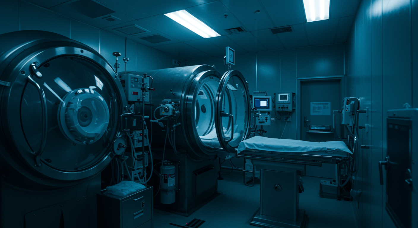 Hyperbaric oxygen chamber in medical facility