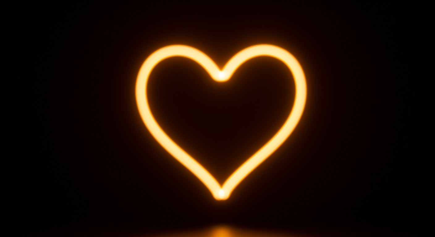 Heart glowing warmly in soft amber light