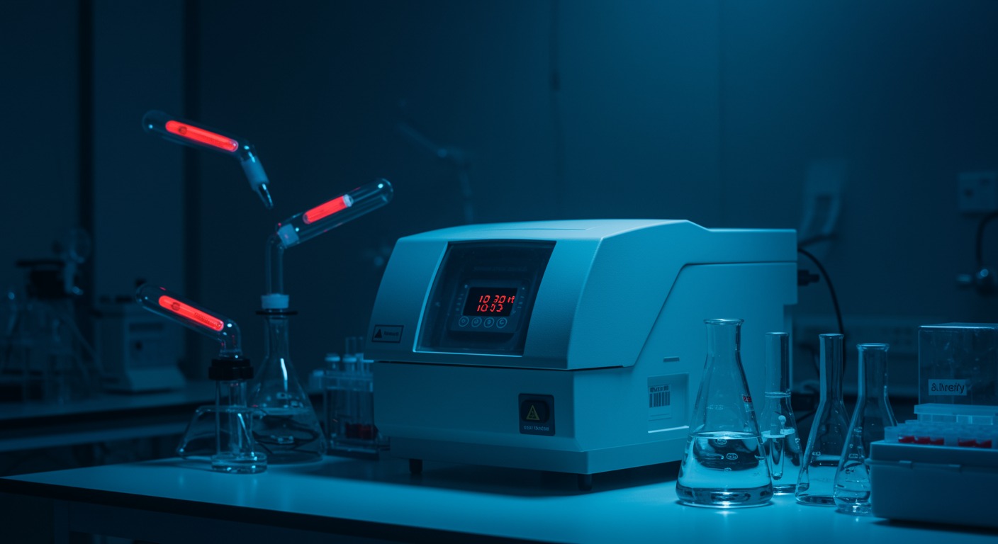 Modern antibiotic research laboratory with resistance testing equipment under clean lighting