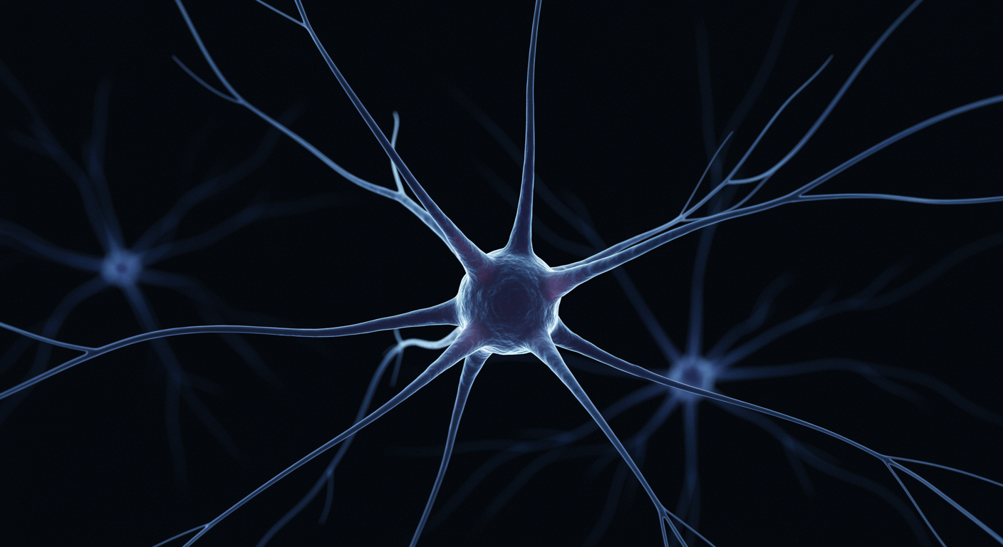 Neuron connections illustration with soft scientific lighting
