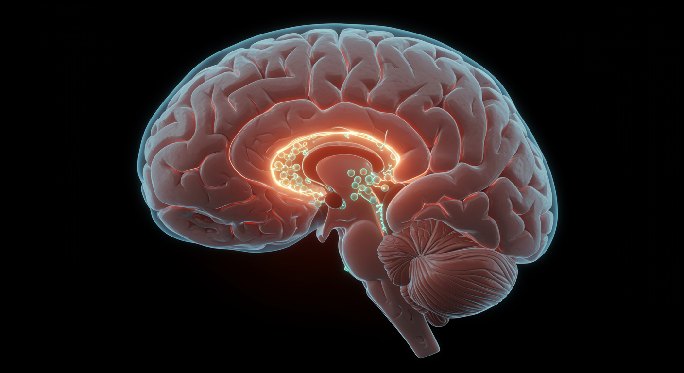 Single pineal gland anatomical model on clean white surface with soft purple lighting