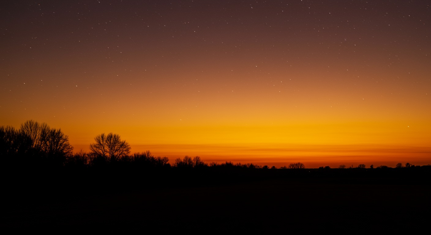Warm sunset transitioning to starlit dusk