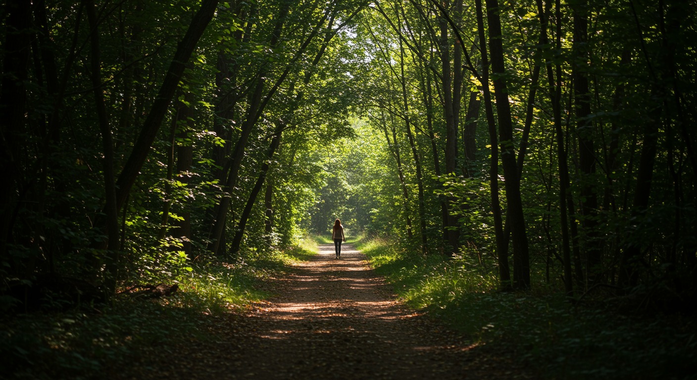 Sunny path through trees