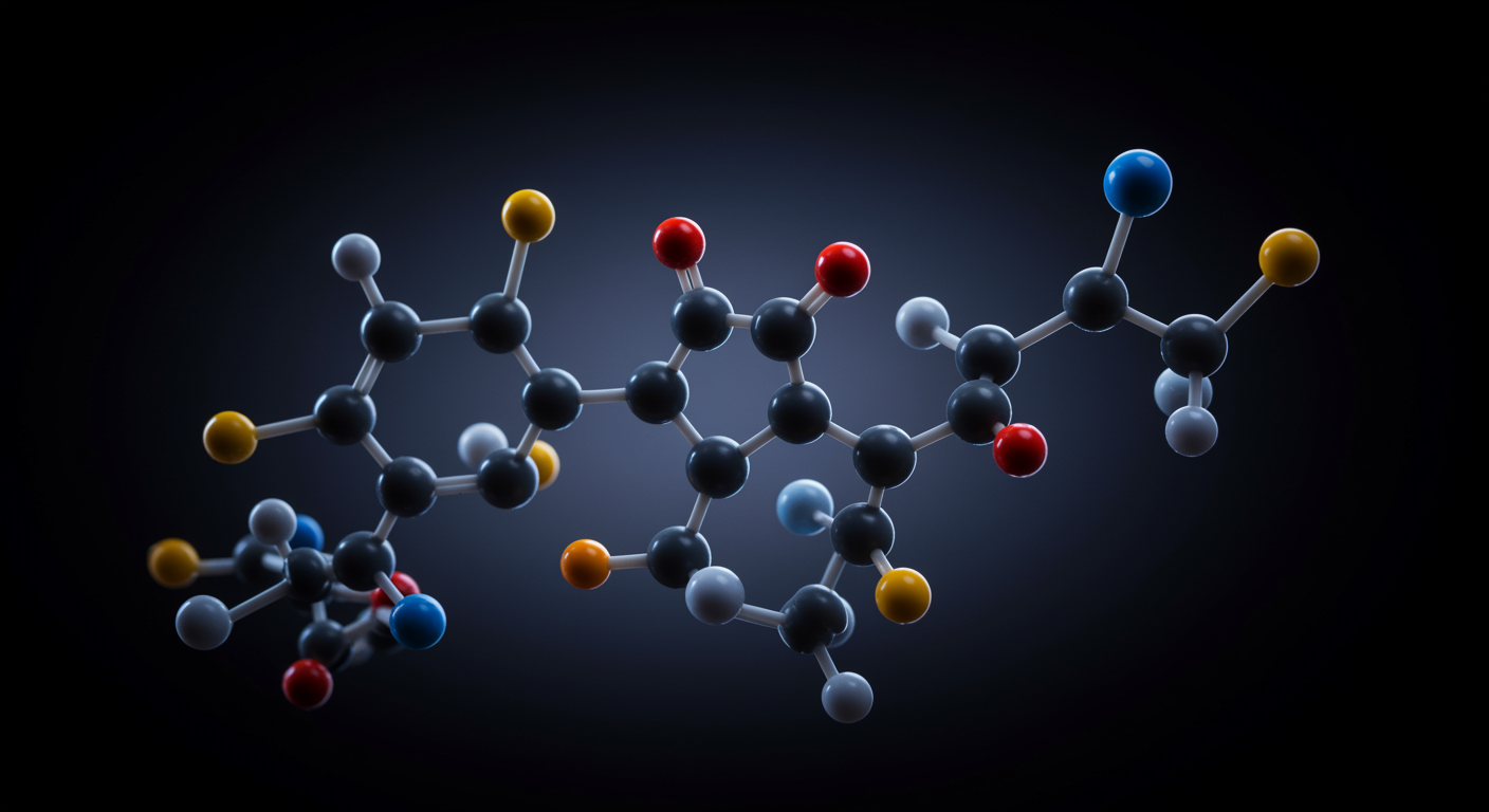 SAMe molecular structure with clinical background lighting