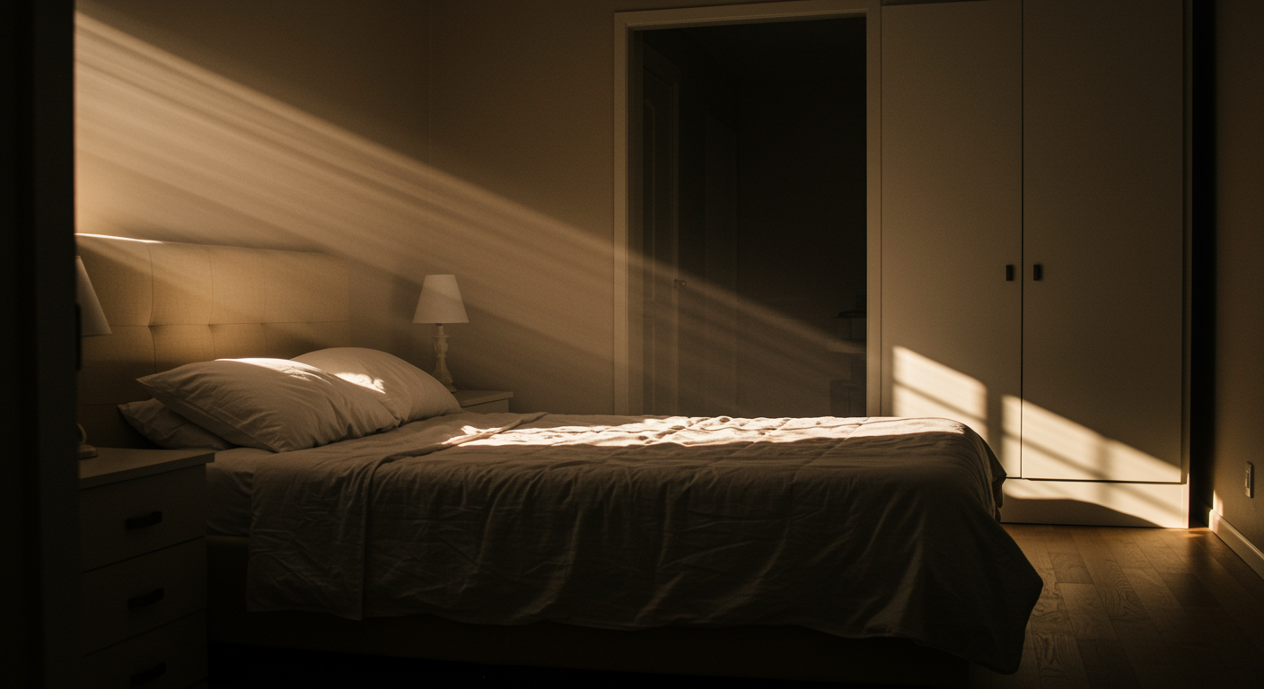 Bedroom with warm morning light