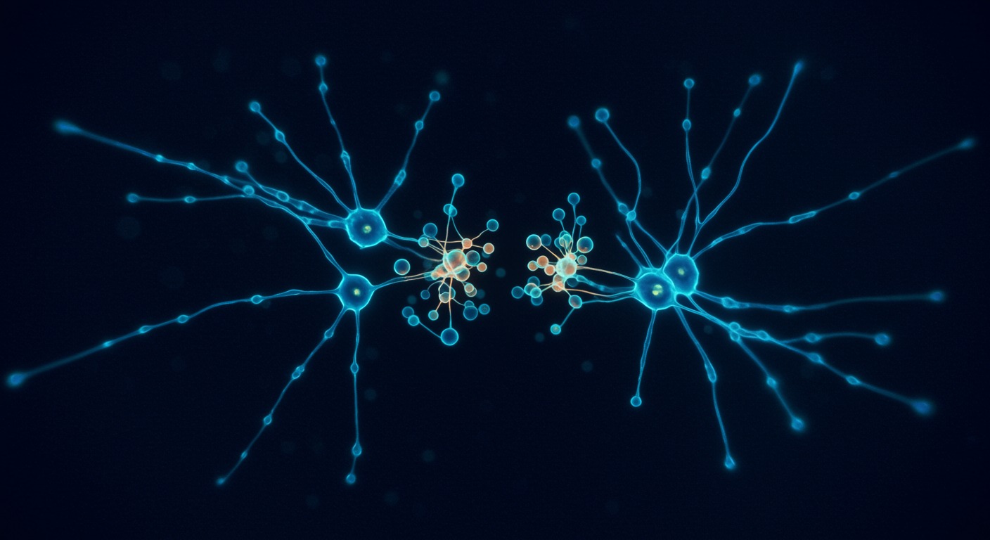 Photorealistic microscopic view of brain synapses being restored during sleep, showing neural connections strengthening and weakening, soft blue scientific lighting, no text