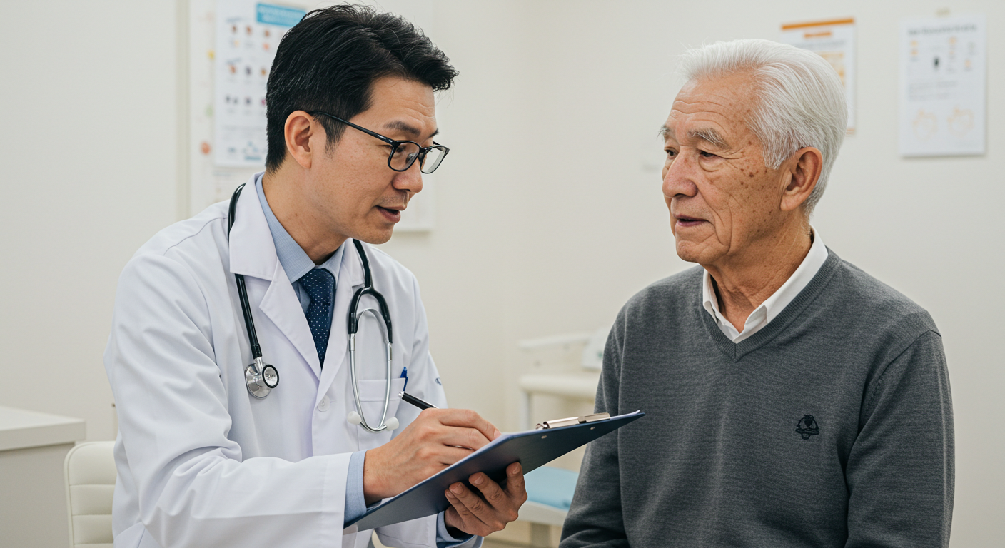 Doctor evaluating memory in a patient with Alzheimer's disease