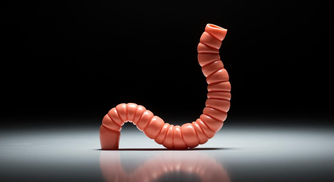 Single digestive tract diagram on clean white surface with soft anatomical lighting