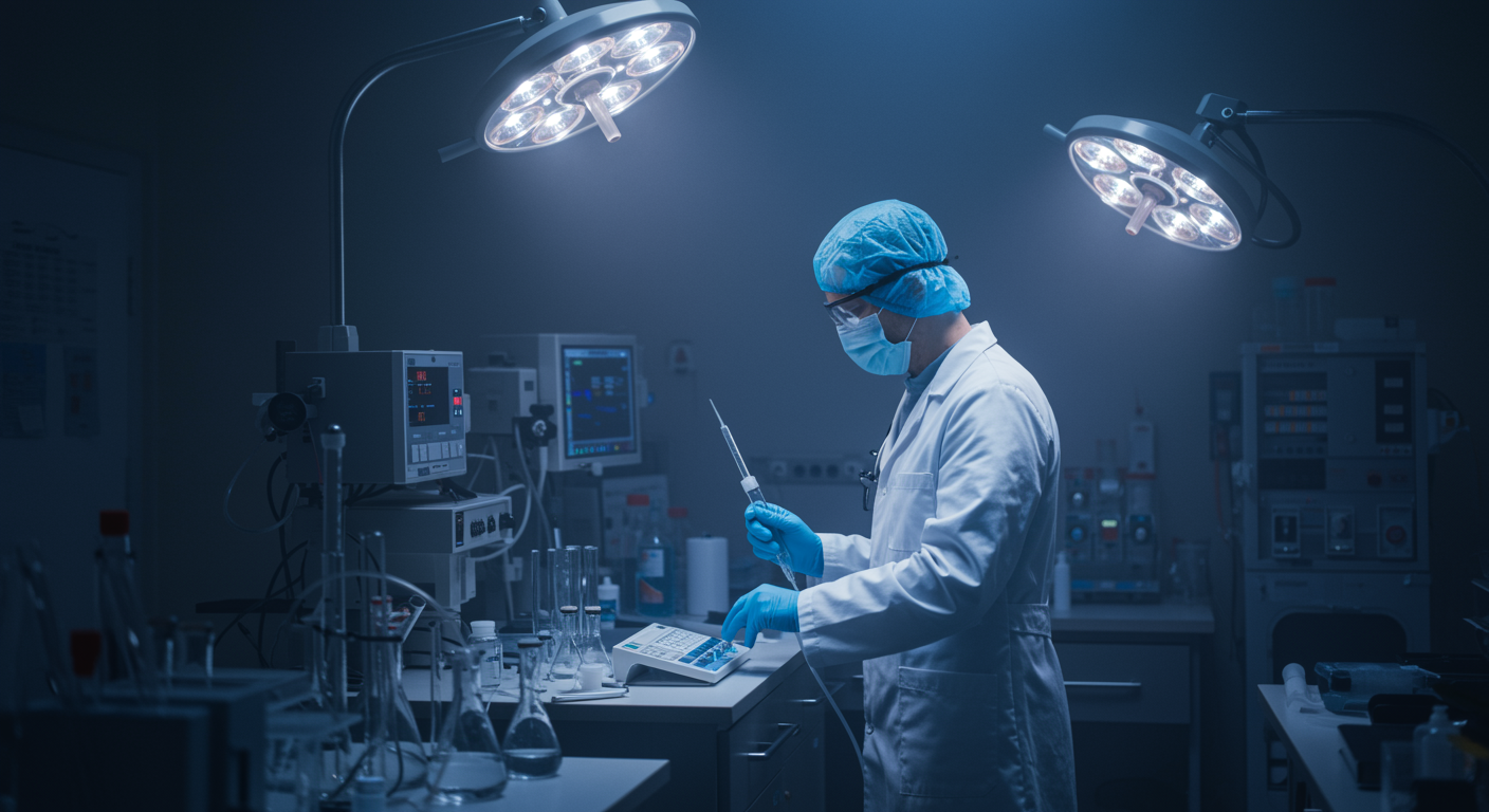 Medical research laboratory with soft lighting