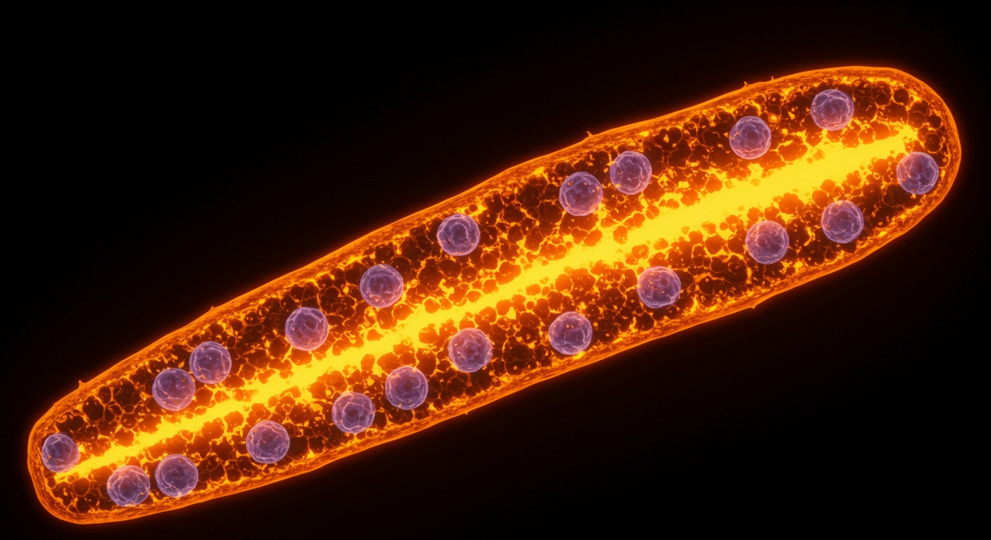Cell cross-section with warm orange glow