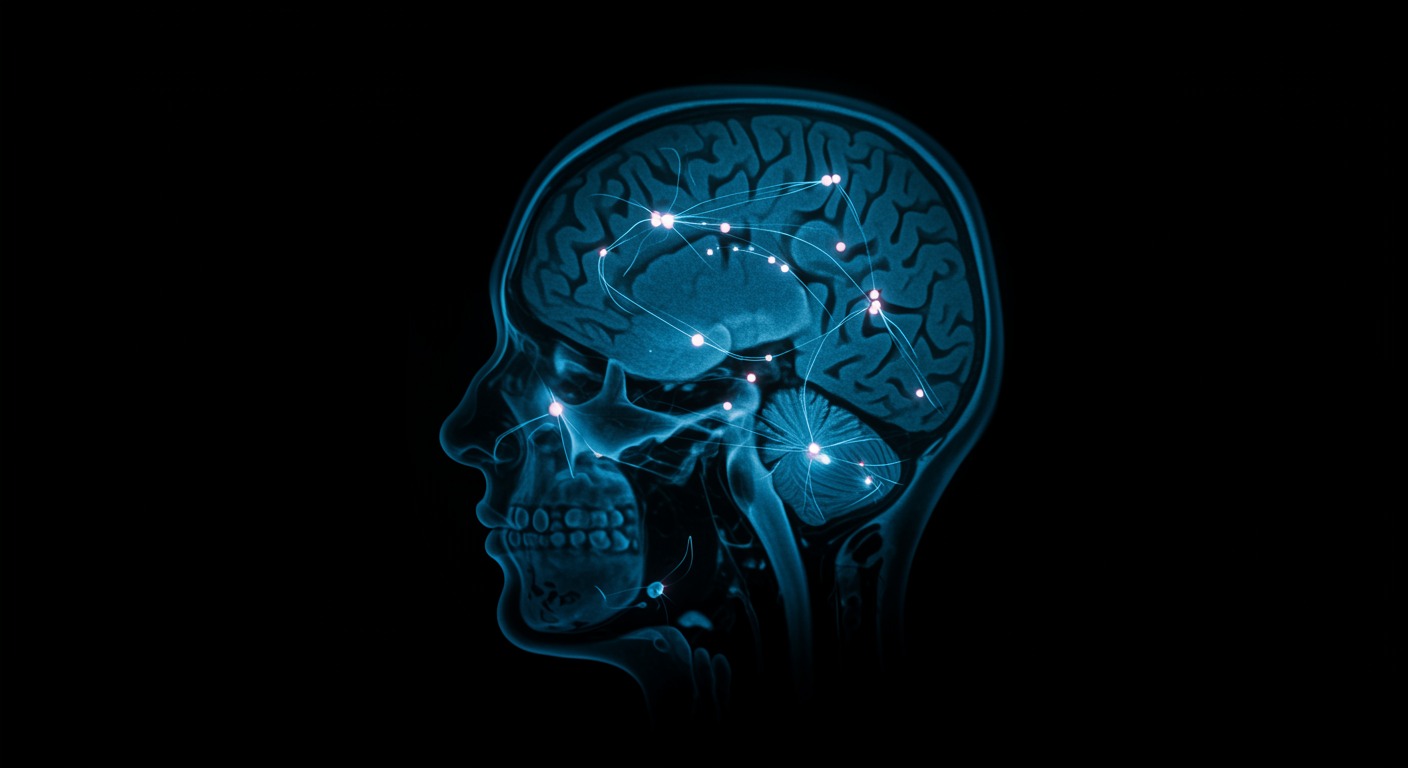 Teenage brain scan showing neural network connections with clinical lighting